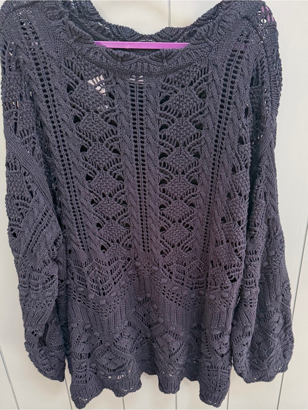 Vero Moda Black Open-Knit O-Neck Pullover